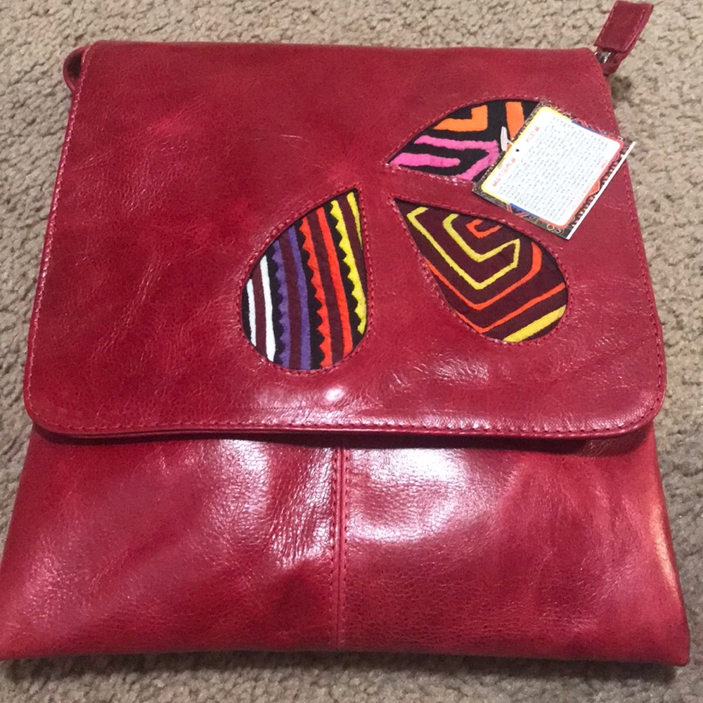Hand made in Colombia real leather bag  red